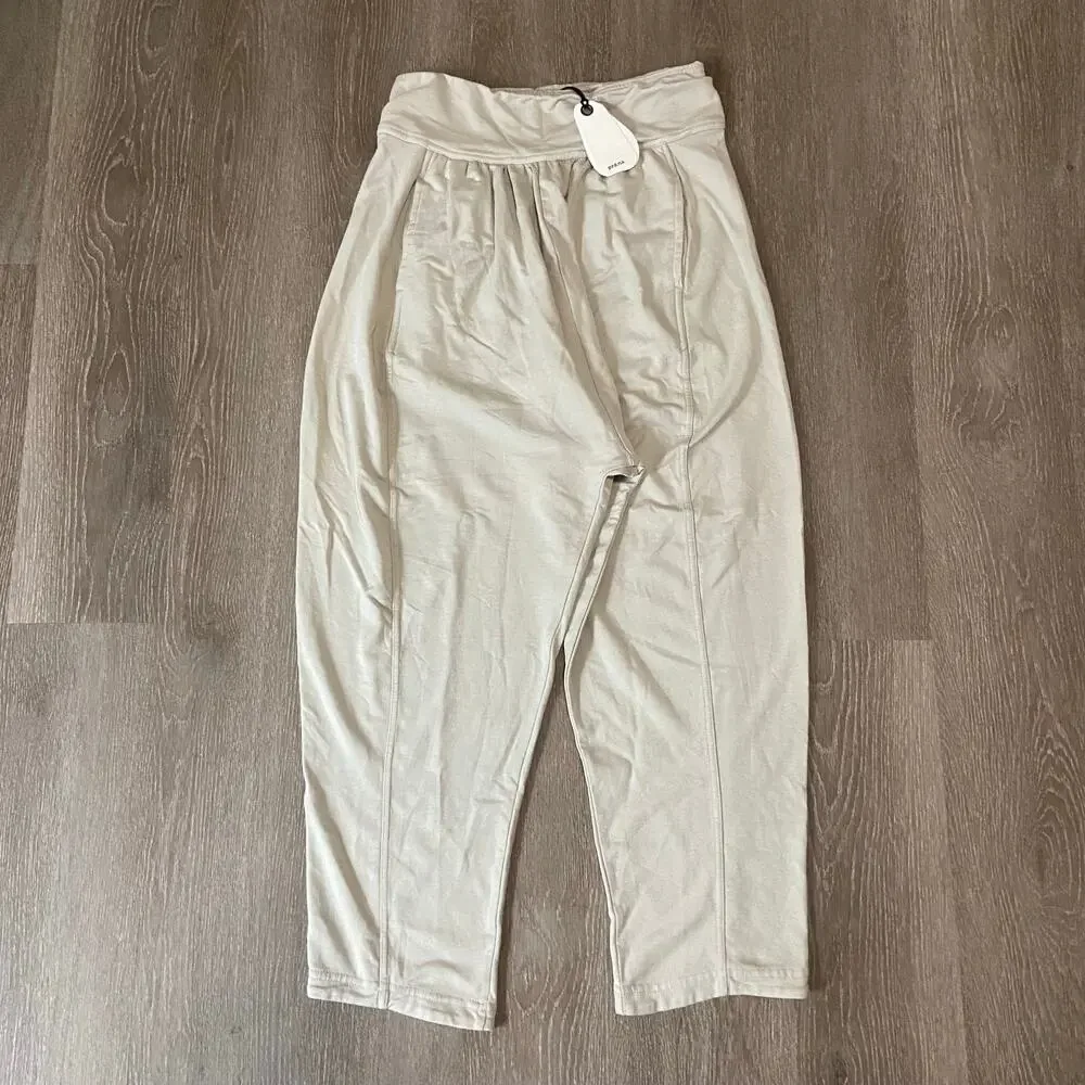Prana Mindful Movement Harem Pant Women's M Almond Relaxed Mid Rise Tapered Leg - Picture 4 of 12